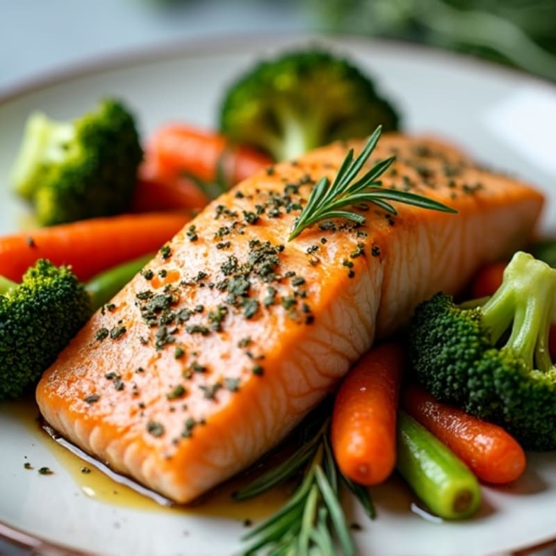 Herb-Crusted Baked Salmon with Roasted Vegetables