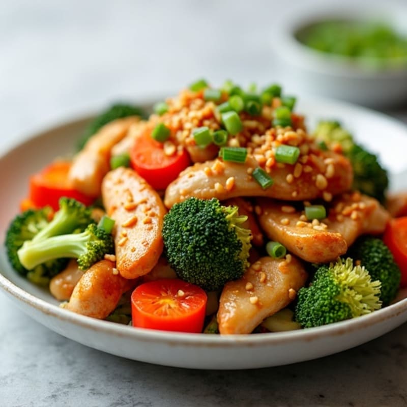Crispy Sesame-Ginger Chicken Stir-Fry with Fresh Vegetables