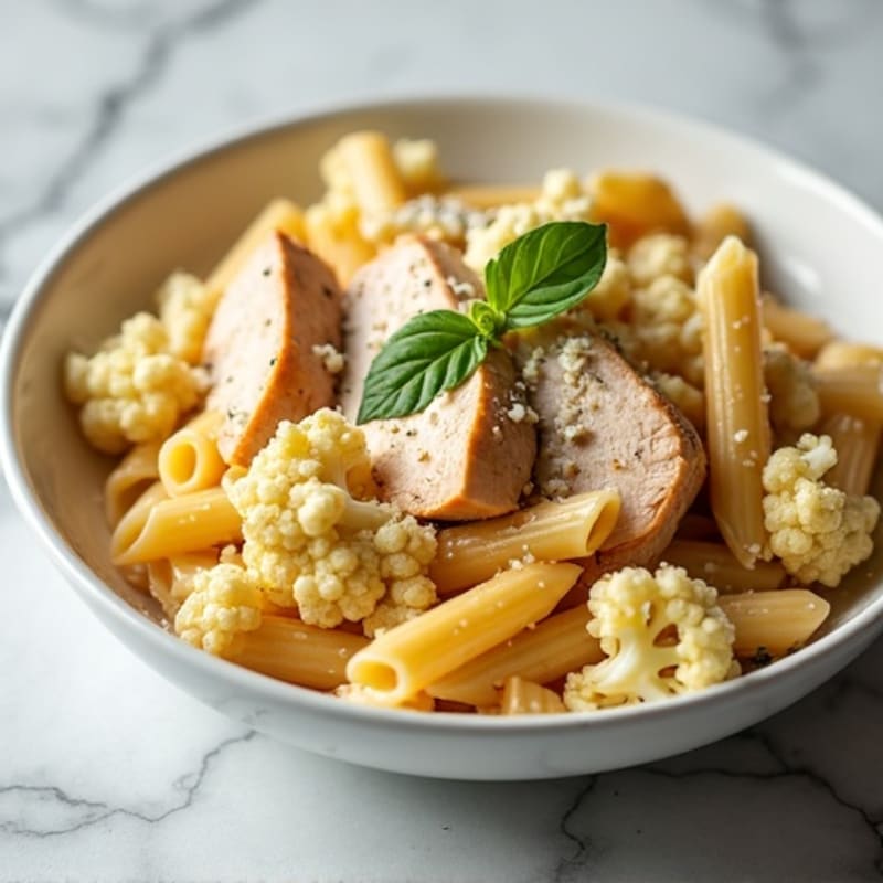 Healthy Creamy Chicken and Cauliflower Pasta Bake