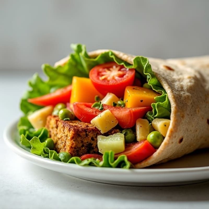 Crunchy Rainbow Veggie Wrap with Hummus