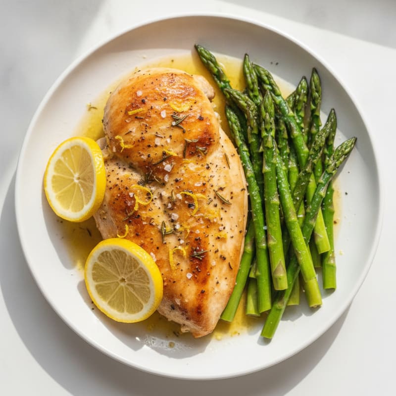 Lemon Herb Roasted Chicken with Asparagus