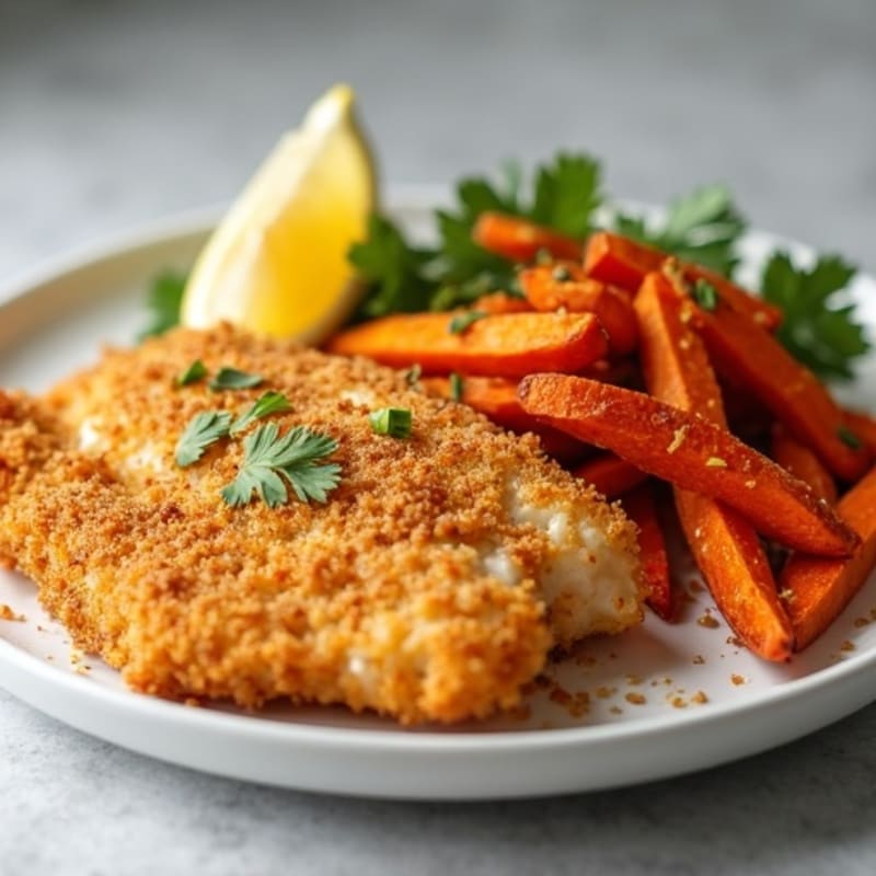 Crispy Baked Fish with Roasted Sweet Potato Fries
