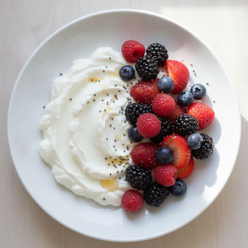 Creamy Greek Yogurt Protein Pudding with Mixed Berries