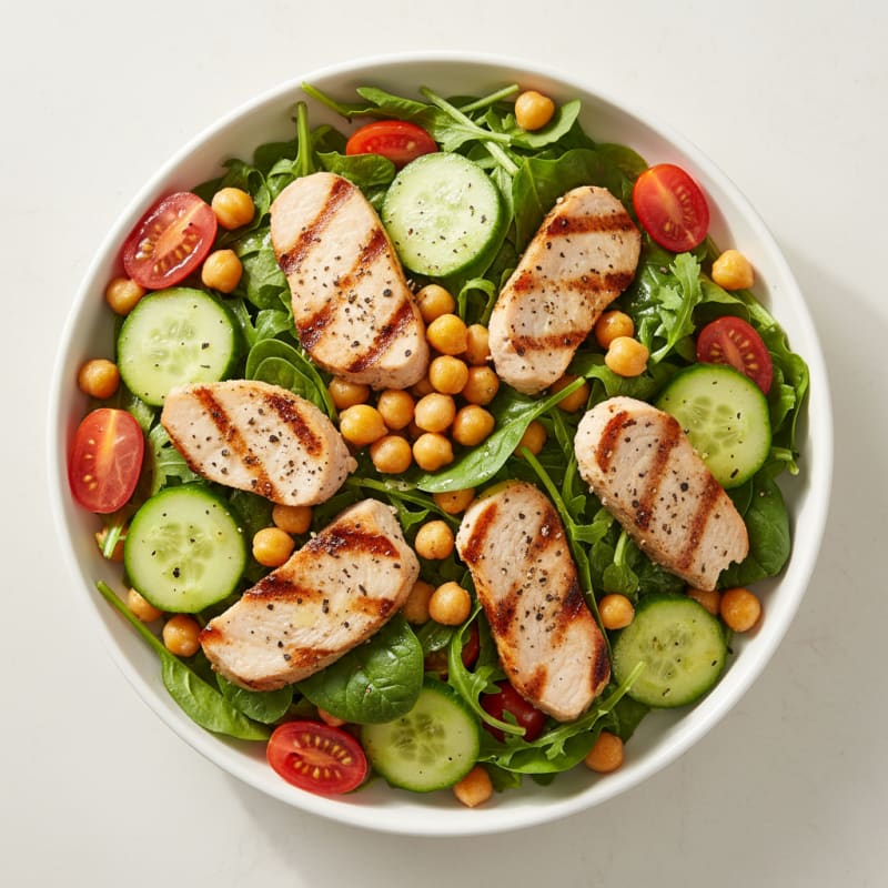 Grilled Turkey Breast Salad with Chickpeas and Lemon Vinaigrette