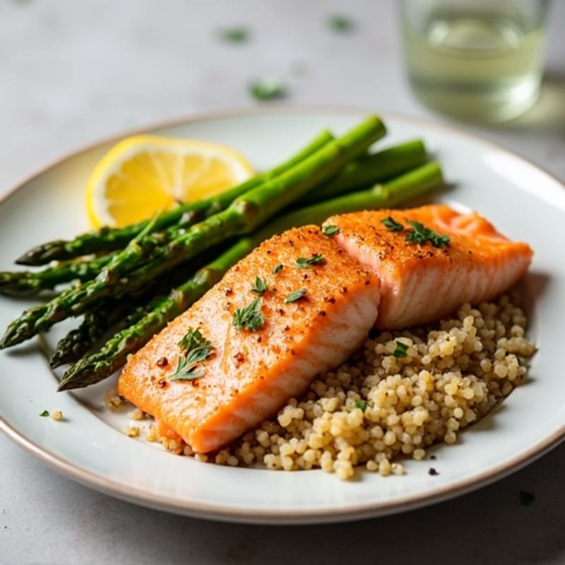 Crispy Baked Salmon with Roasted Asparagus and Quinoa
