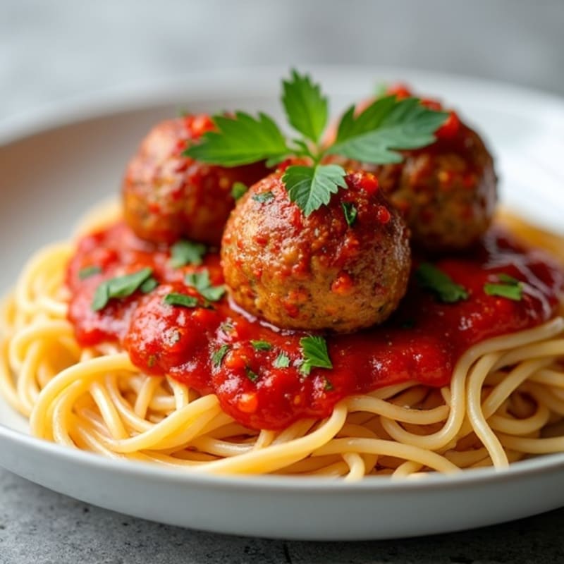 Hearty Lean Turkey Meatballs with Whole Wheat Spaghetti and Fresh Marinara