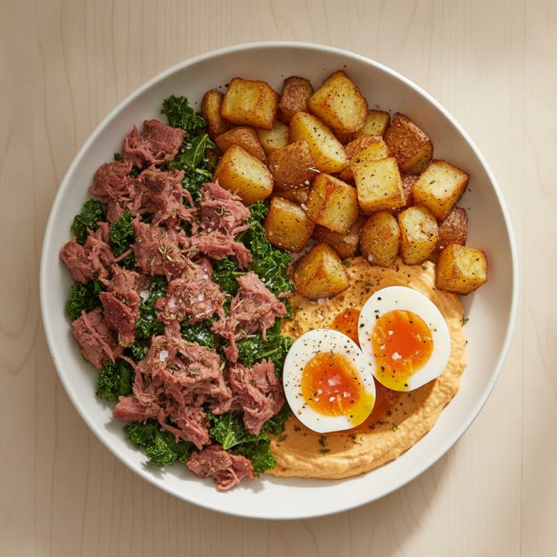 Lean Corned Beef Breakfast Bowl with Air-Fried Potatoes