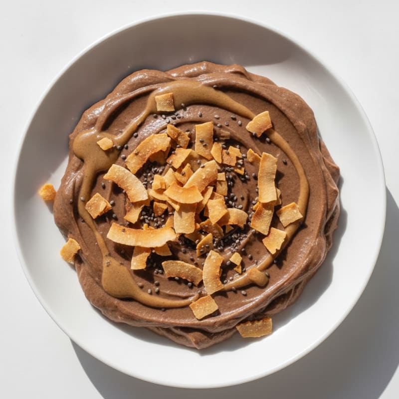 Silky Chocolate Protein Pudding with Toasted Coconut