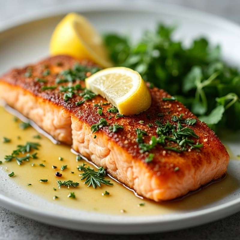 Herb-Crusted Pan Seared Salmon with Lemon