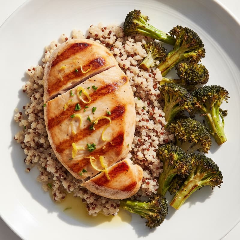 Grilled Turkey Breast with Quinoa and Roasted Broccoli