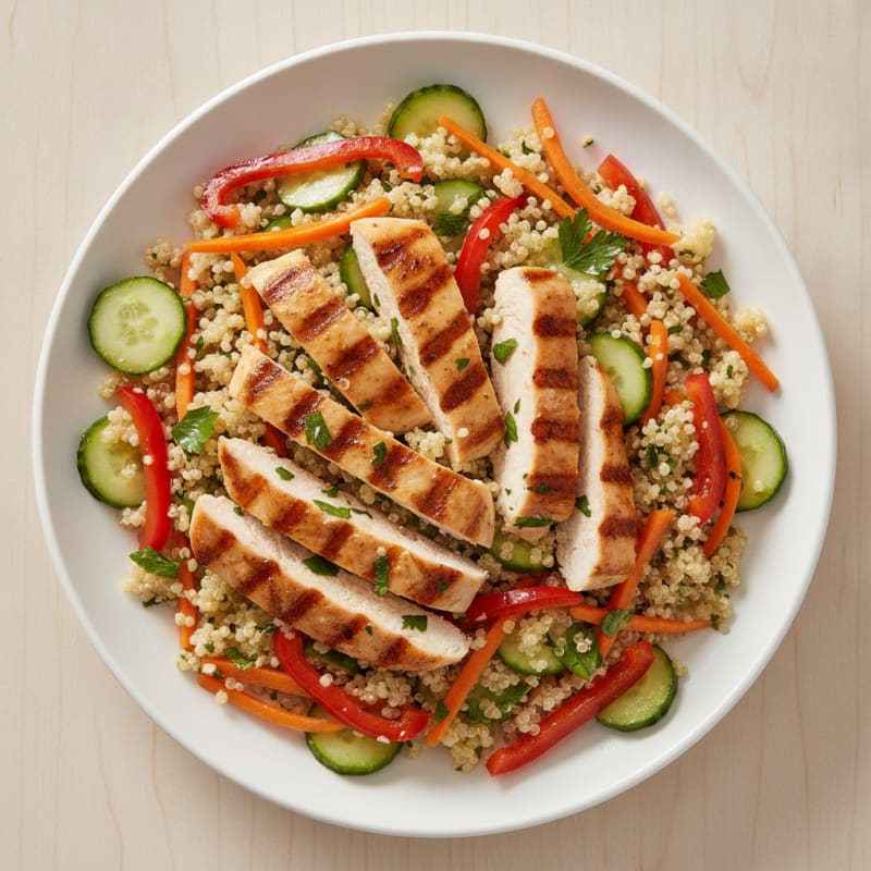 Grilled Chicken and Quinoa Salad with Crunchy Vegetables