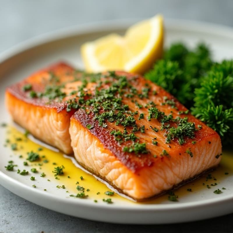 Herb-Crusted Pan Seared Salmon with Lemon