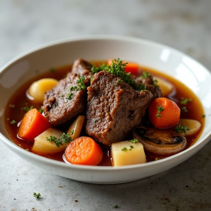 Tender Braised Beef with Mushrooms and Root Vegetables