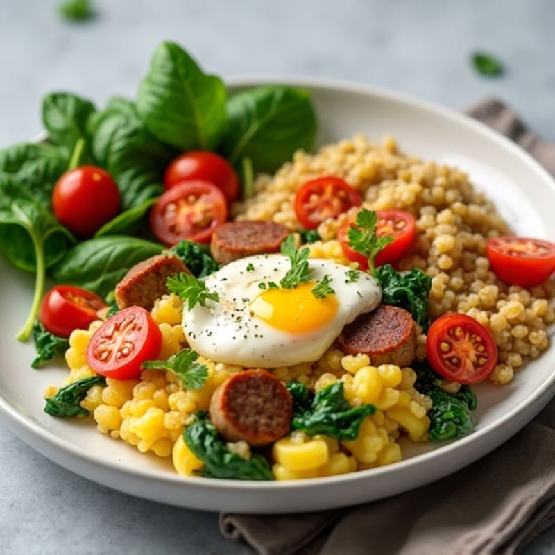 Egg White and Turkey Sausage Scramble with Spinach