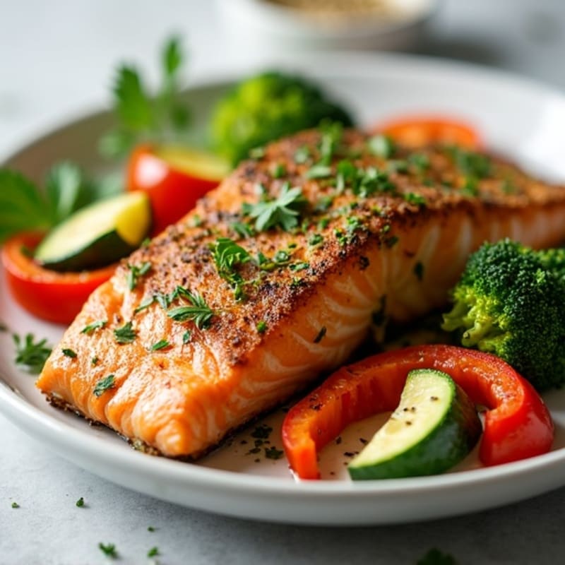 Herb-Crusted Baked Salmon with Roasted Vegetables