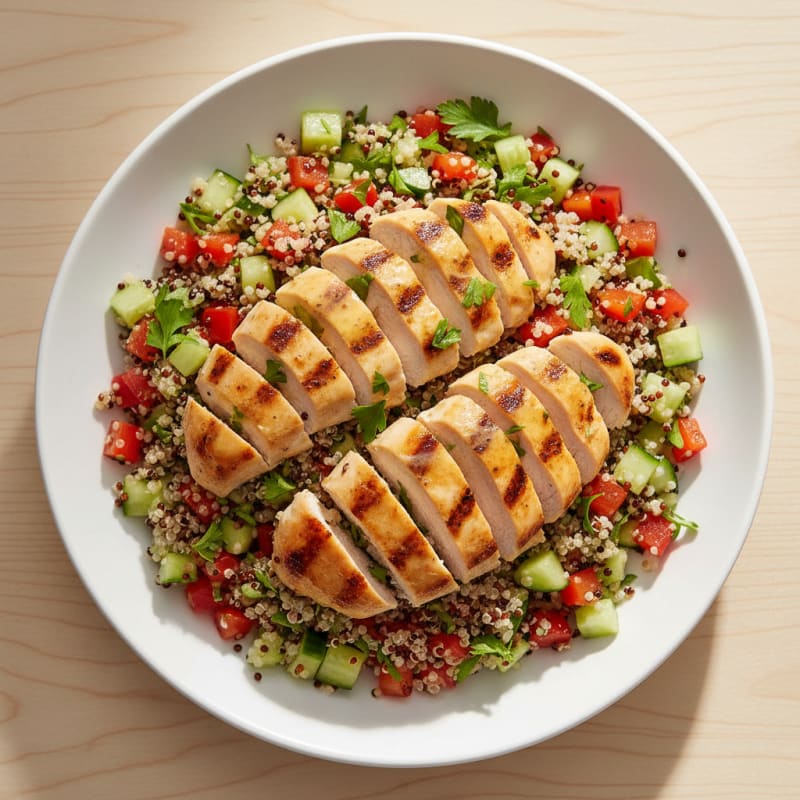 Grilled Chicken and Quinoa Salad with Crunchy Vegetables