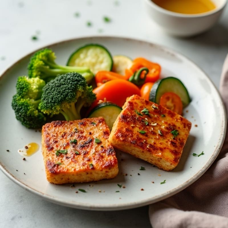 Sweet Maple Glazed Tempeh with Crispy Vegetables