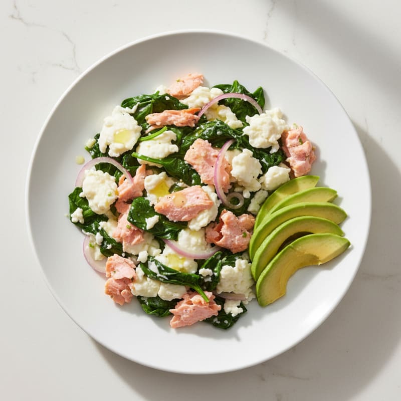 Egg White and Smoked Salmon Scramble with Spinach