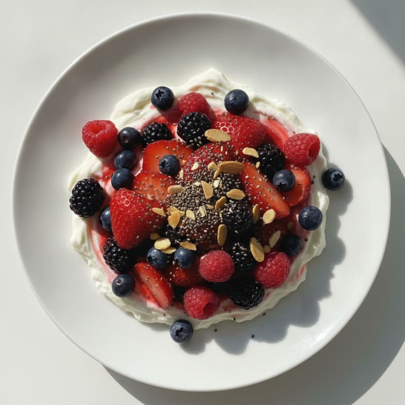 Silky Greek Yogurt Protein Pudding with Mixed Berries