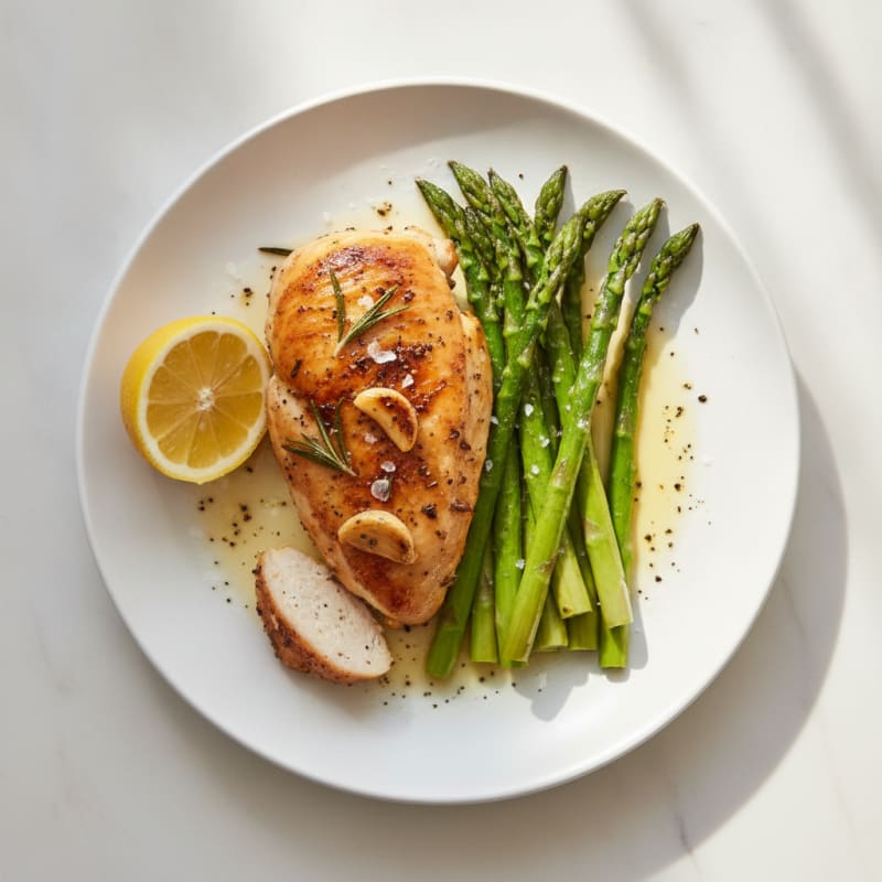 Lemon Herb Roasted Chicken with Asparagus