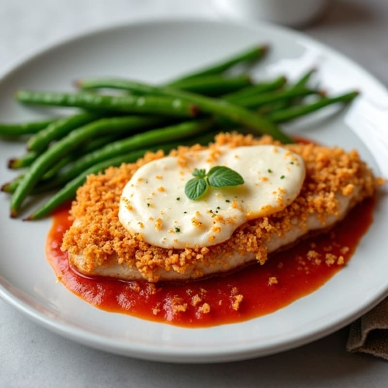 Crispy Baked Chicken Parmesan with Roasted Green Beans