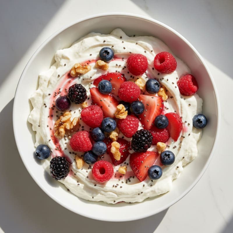 Silky Greek Yogurt Protein Pudding with Mixed Berries