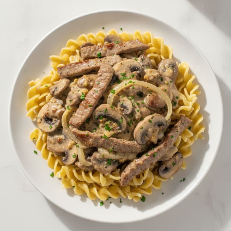 Beef Stroganoff with Egg Noodles