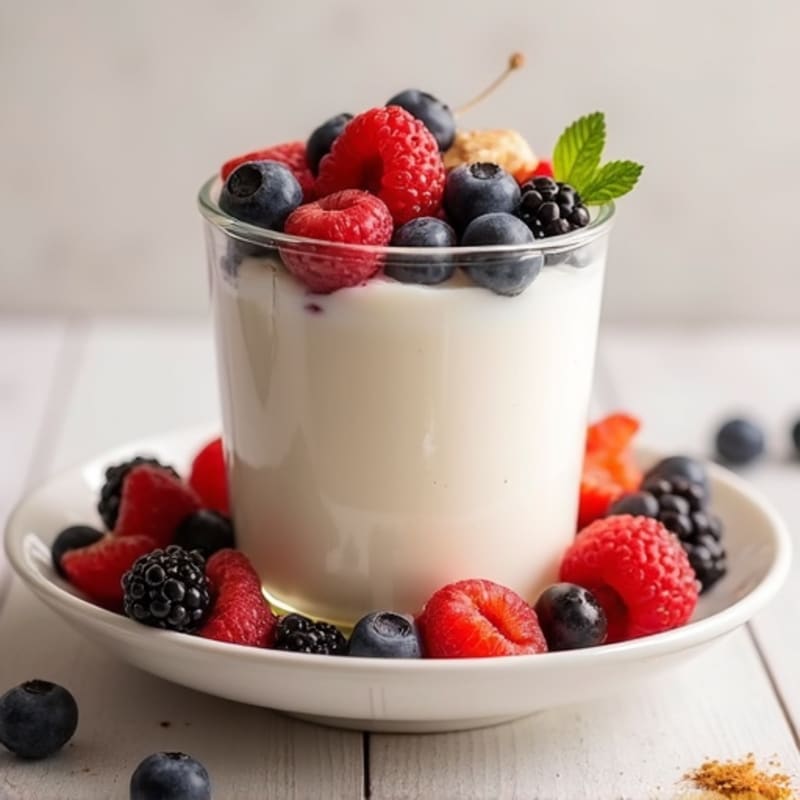 Greek Yogurt with Protein Powder and Fresh Berries