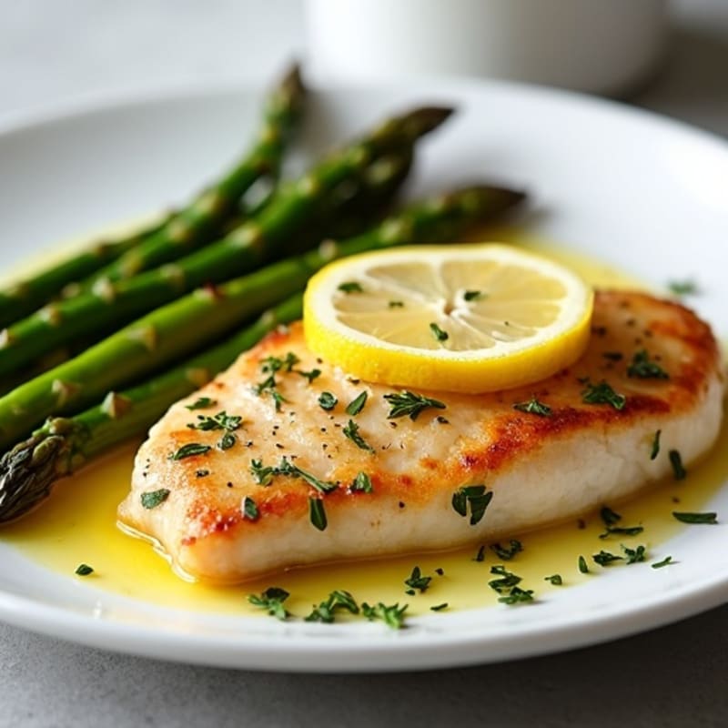 Pan-Seared Lemon-Herb Chicken Breast with Roasted Asparagus