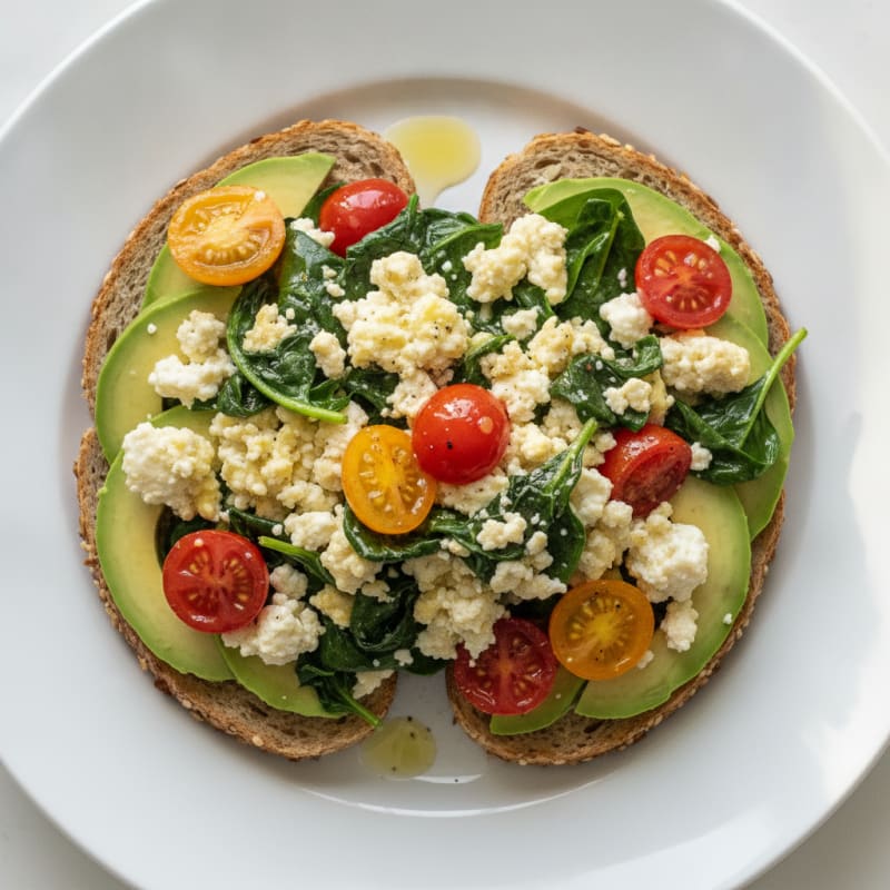 Egg White and Cottage Cheese Scramble with Spinach and Cherry Tomatoes