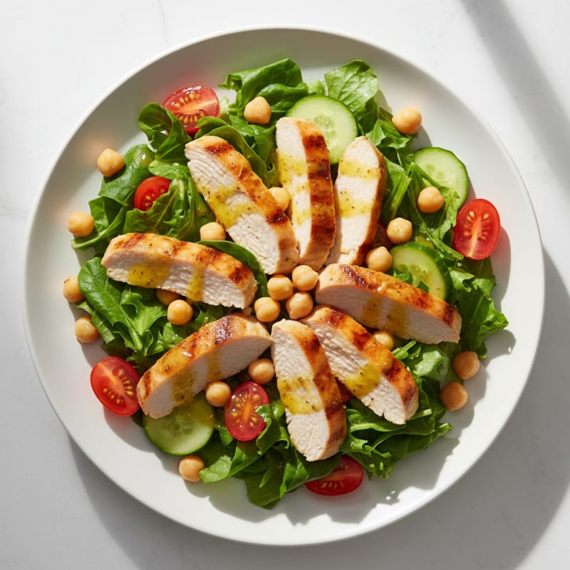 Grilled Turkey Breast Salad with Chickpeas and Lemon Vinaigrette