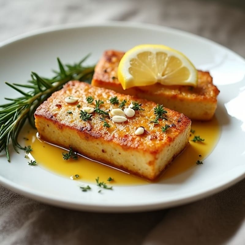 Garlic-Herb Pan Seared Tofu Steaks