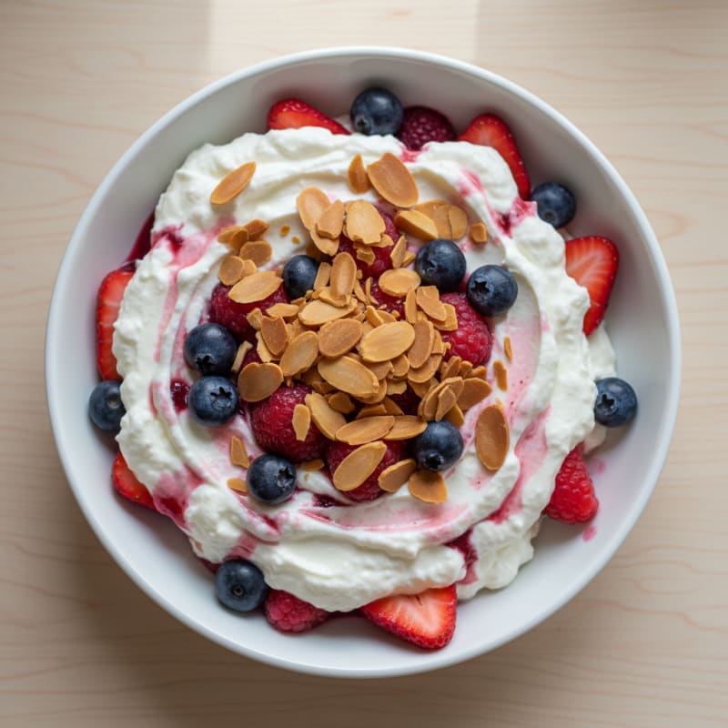 Greek Yogurt Protein Parfait with Mixed Berries and Almonds