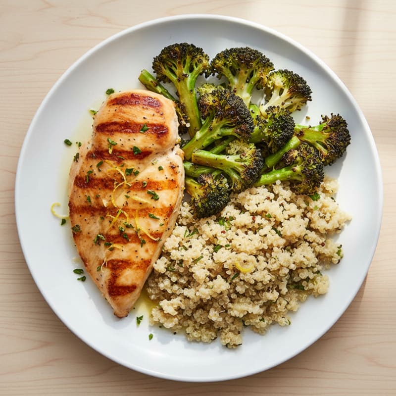 Grilled Chicken Breast with Roasted Broccoli and Quinoa