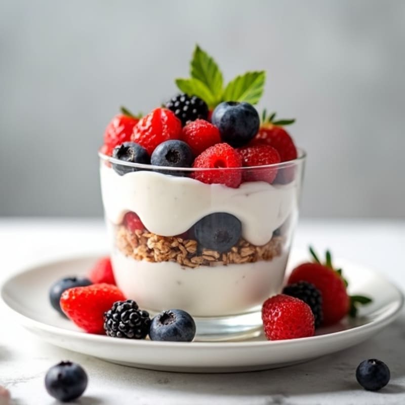 Greek Yogurt Protein Parfait with Mixed Berries