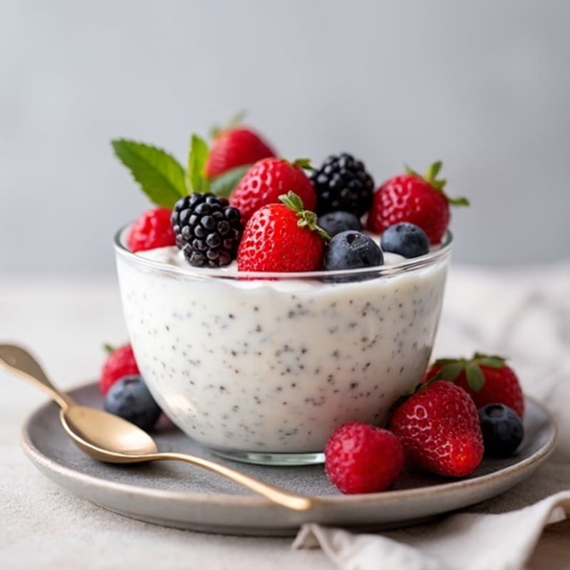 Silky Greek Yogurt and Chia Protein Pudding with Berries
