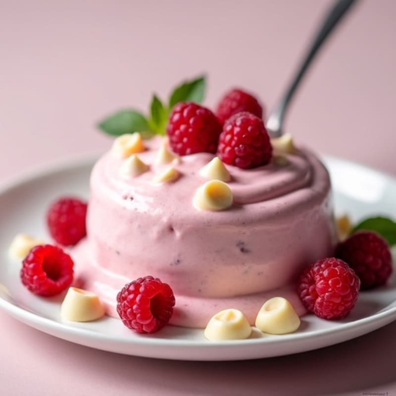 Creamy Raspberry Protein Mousse, White Chocolate Style