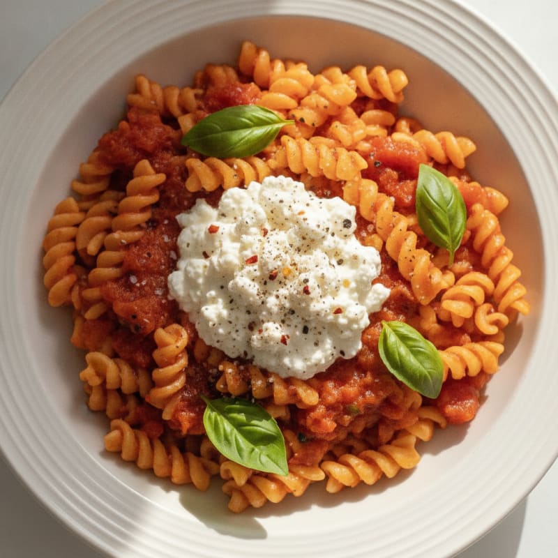 Protein Noodles with Marinara and Cottage Cheese