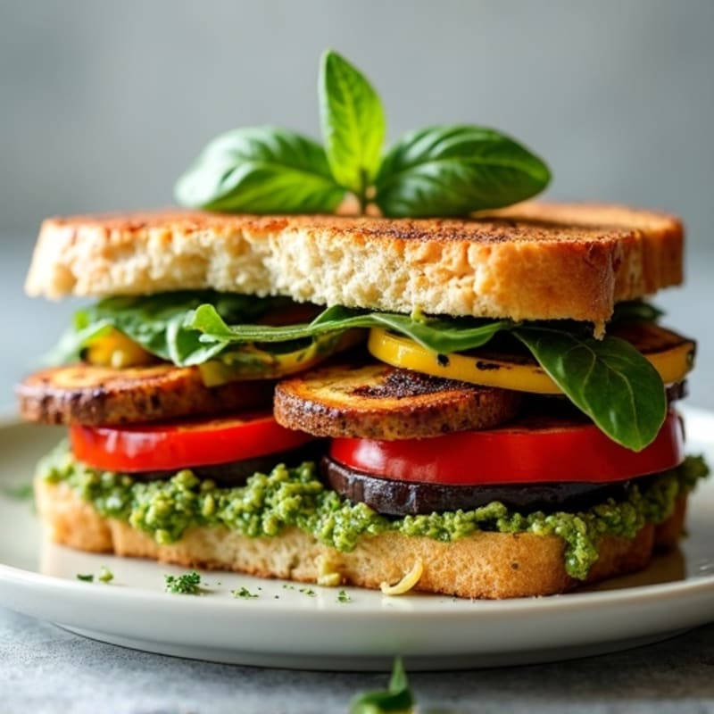 Herb-Marinated Grilled Vegetable Sandwich with Pesto