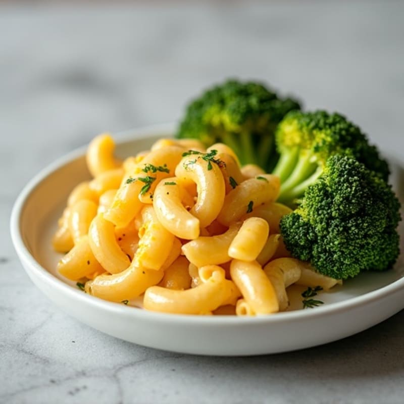 Healthy Creamy Baked Mac & Cheese with Roasted Broccoli