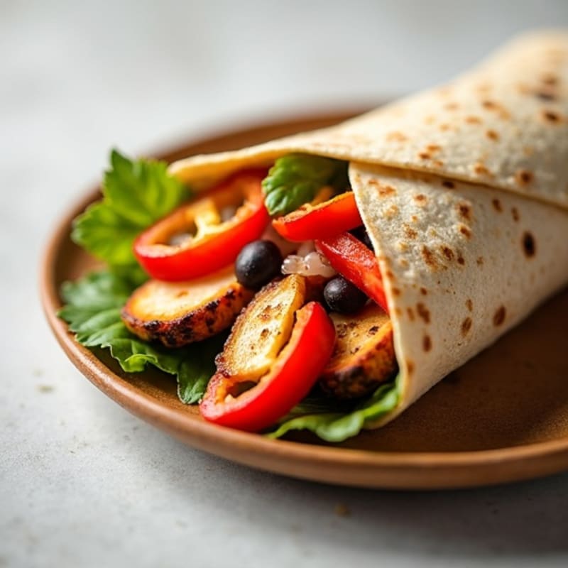 Soft Tortilla Wrap with Sautéed Onion and Pepper