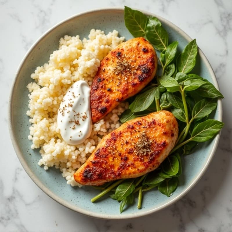 Creamy Yogurt-Spiced Chicken with Cauliflower Rice
