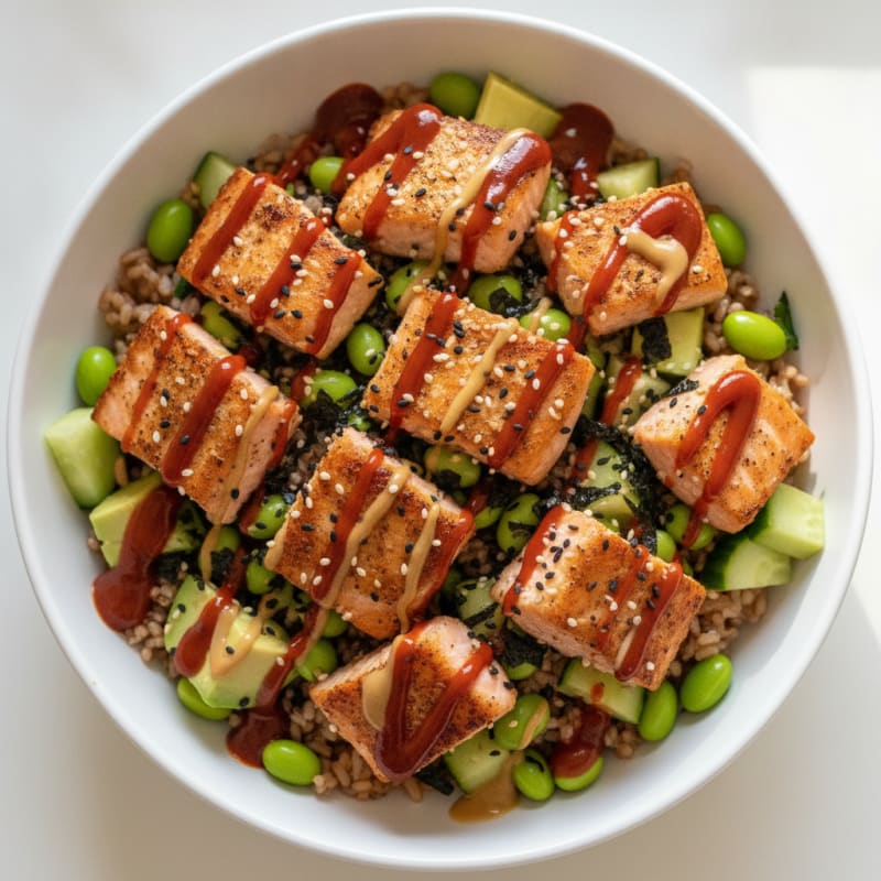 Seared Salmon and Avocado Sushi Bowl