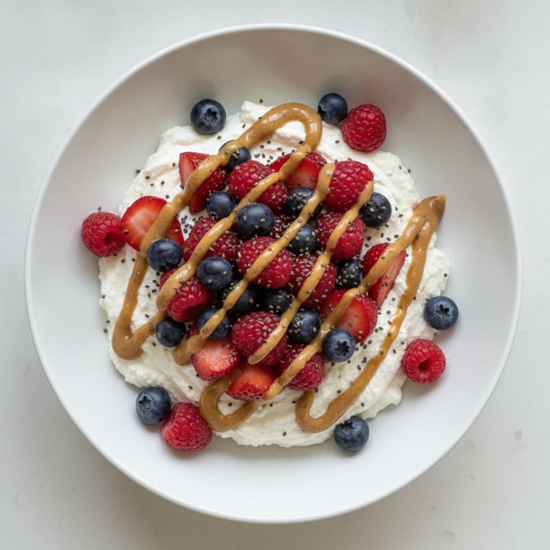 Greek Yogurt Protein Mousse with Mixed Berries