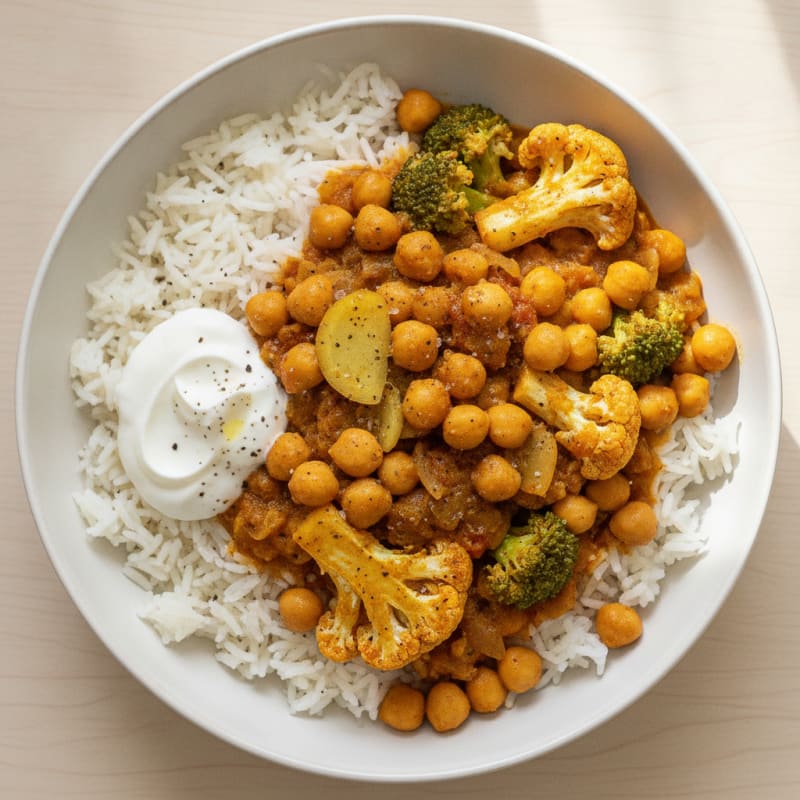 Cauliflower Chickpea Curry with Basmati Rice