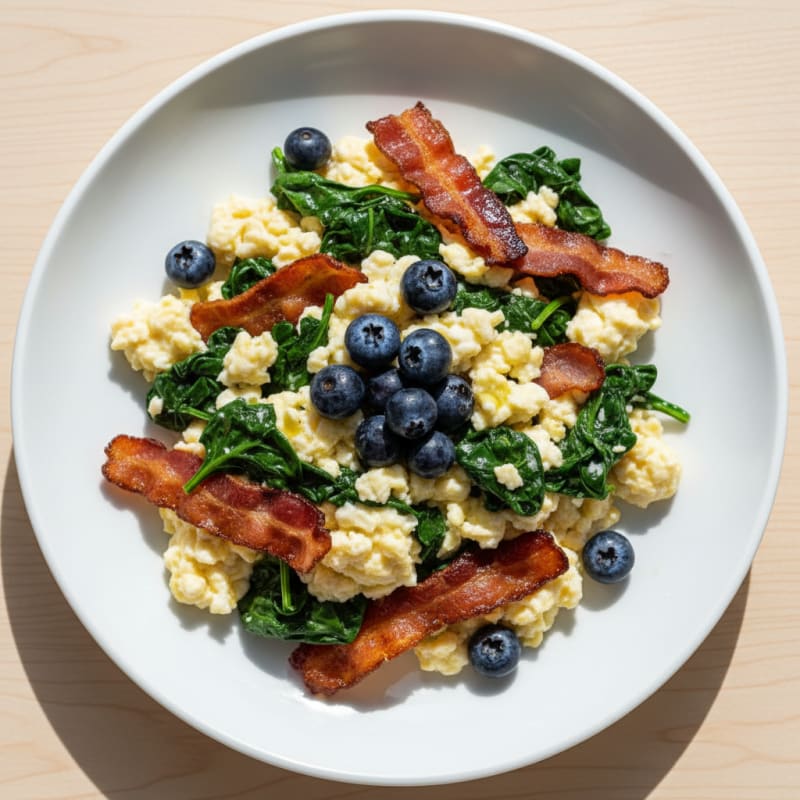 Egg White Scramble with Spinach and Turkey Bacon