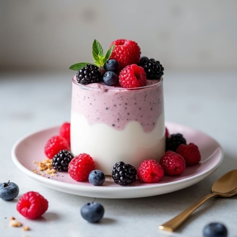 Greek Yogurt Protein Pudding with Mixed Berries
