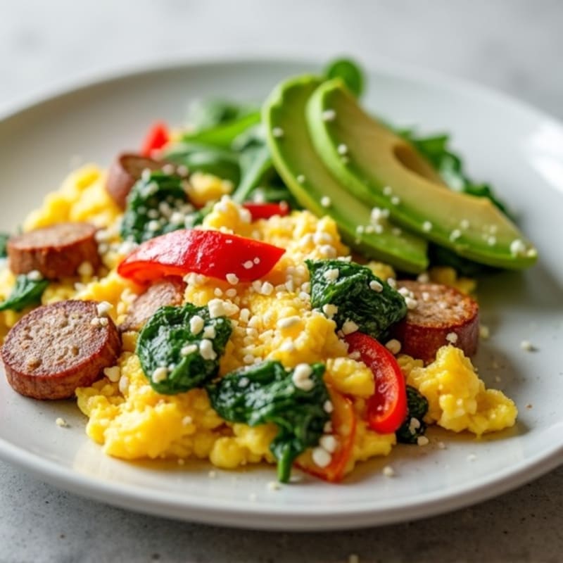 Egg White and Turkey Sausage Scramble with Spinach