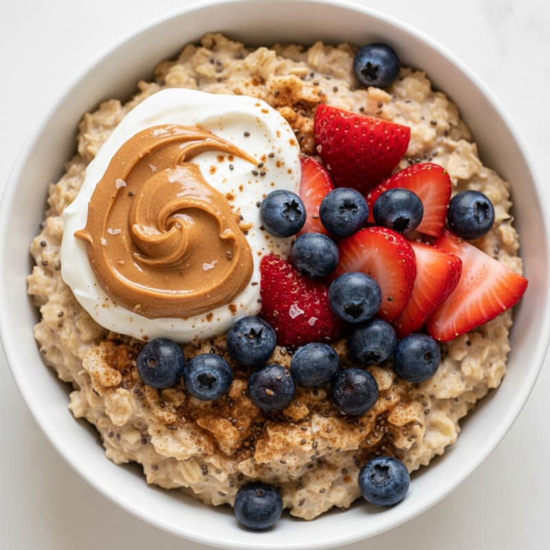 Berry Peanut Butter Chia Oatmeal