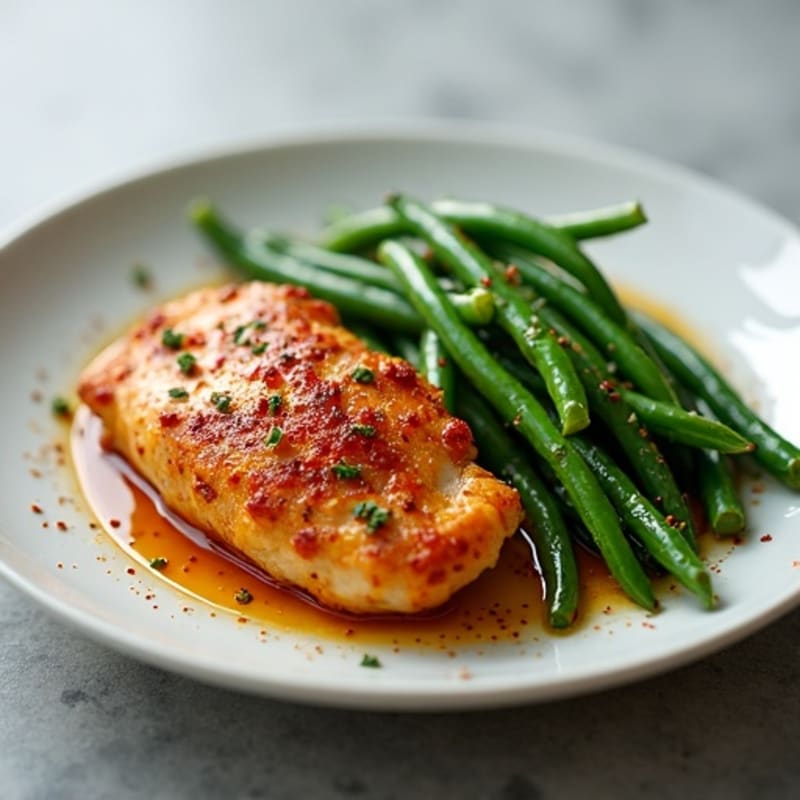 Spicy Roasted Chicken with Crispy Green Beans